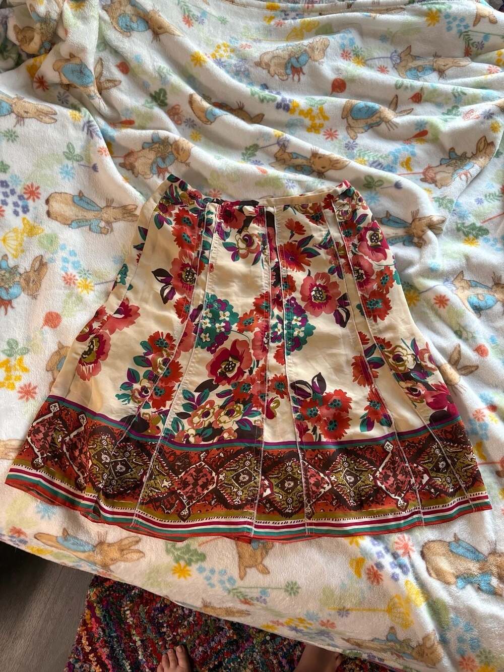 S.L.B. Women's Floral Print Paneled A-Line Skirt Size 10